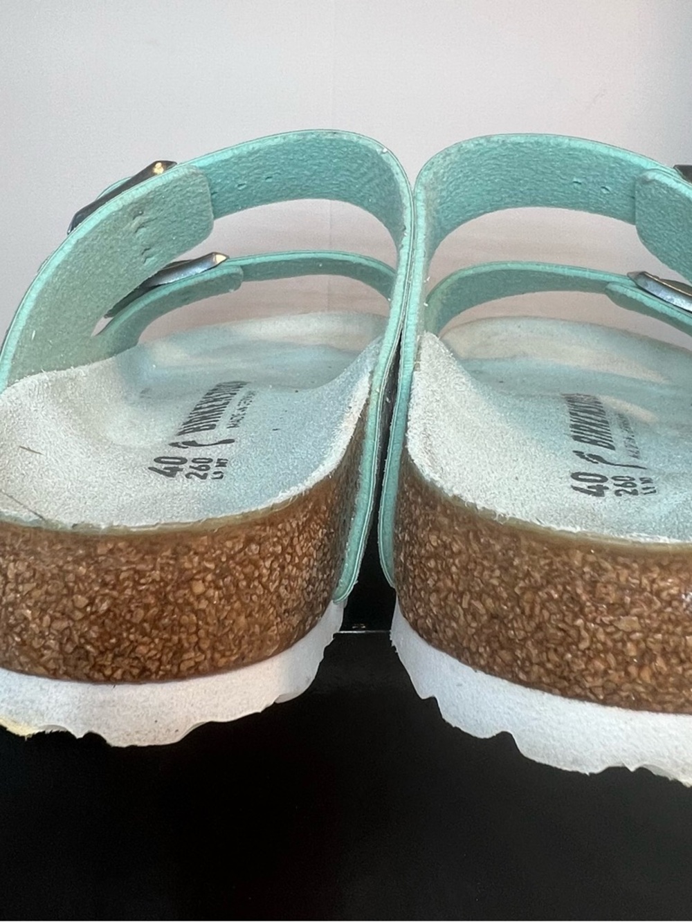 Birkenstock Women’s Light Aqua Iridescent Mermaid Two-Buckle Arizona Sandals 40 - Picture 5 of 10